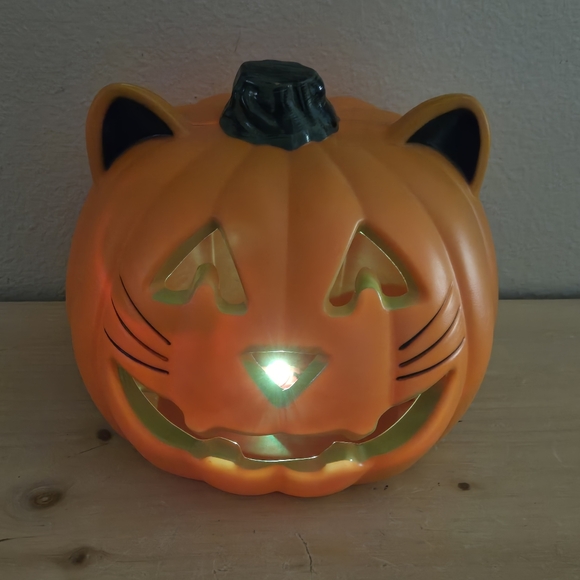 RARE Blow Mold Cat Pumpkin Head Halloween - Picture 4 of 9
